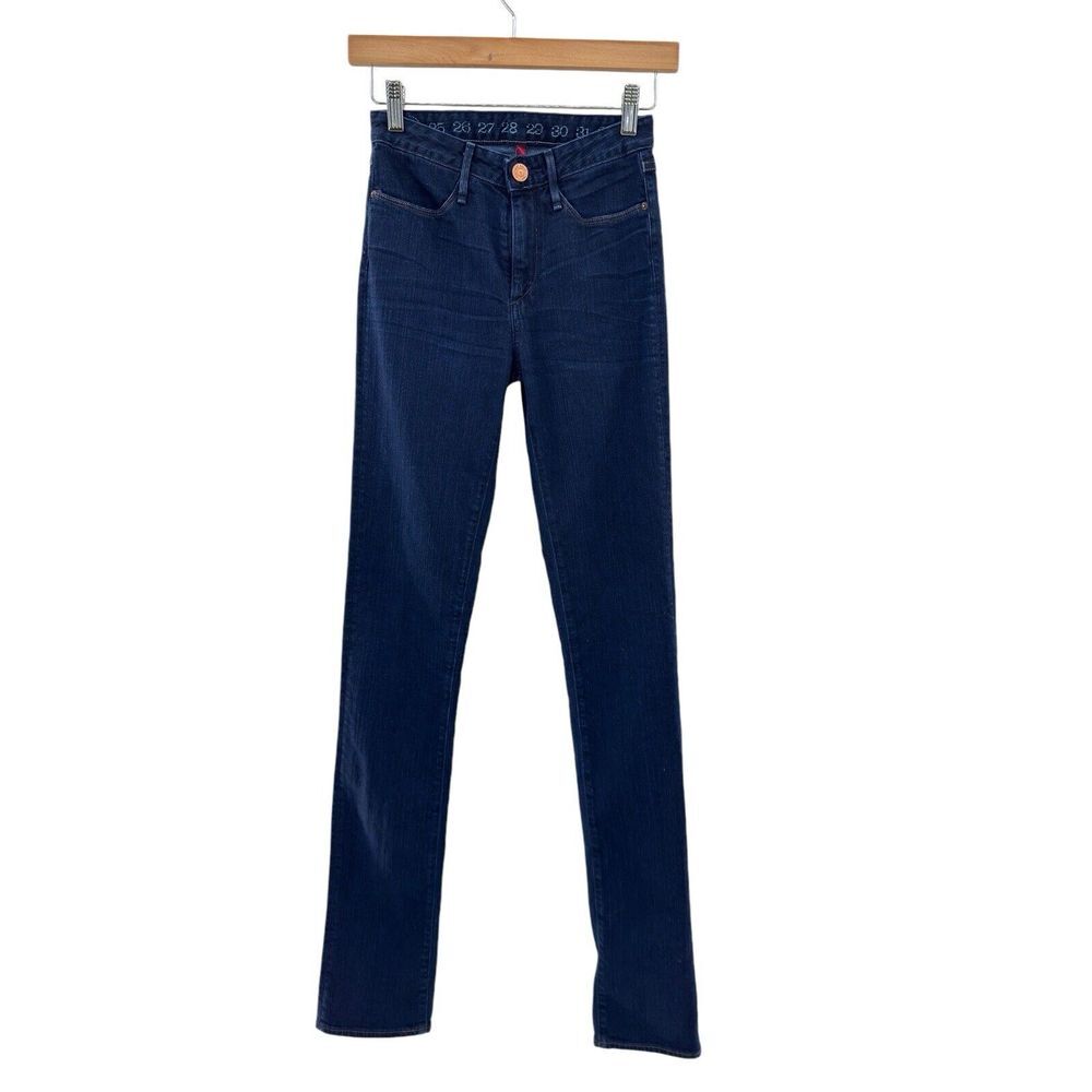 Earnest Sewn Jeans Womens 24 Tall Blue Dark‎ Wash Skinny Leg Mid Rise Stretch